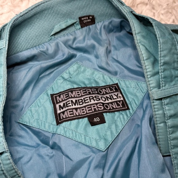 Vintage Members Only Men's Zip Up Classic Bomber Jacket Size 40 Medium Teal - Picture 6 of 11